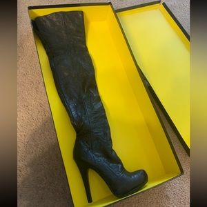 Leather high heel over the knee boots size 6,5